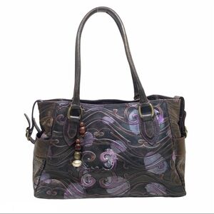 Cavalcanti multicolor print leather handbag purse